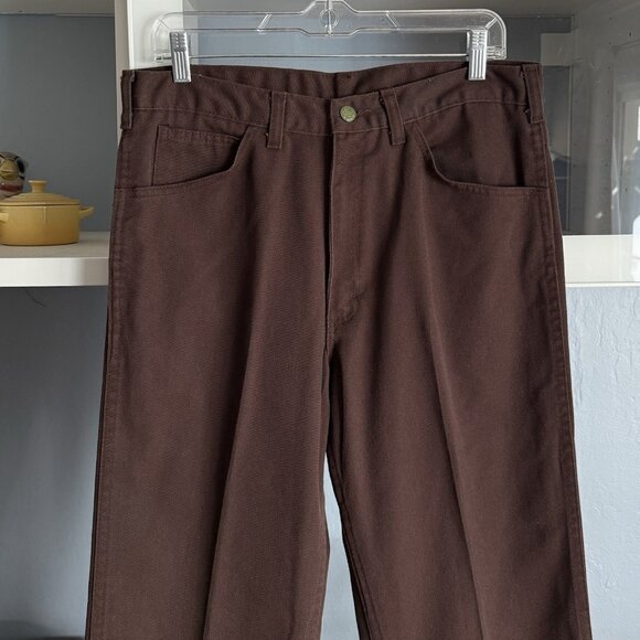 Vtg 70’s Oshkosh B Gosh Work Pants Jeans Bootcut Flare USA Union Made Brown - Picture 3 of 8